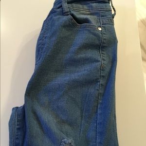 Medium wash distressed jeans